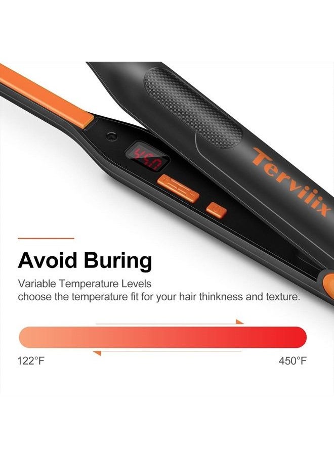 Terviiix Small Flat Iron for Short Hair, Temperature Adjustable Pencil Flat Iron Fast Heat Up, 3/10 Inch Beard Straightening Iron Dual Voltage with Tourmaline Ceramic Plates, Auto Shut Off  - Image 2