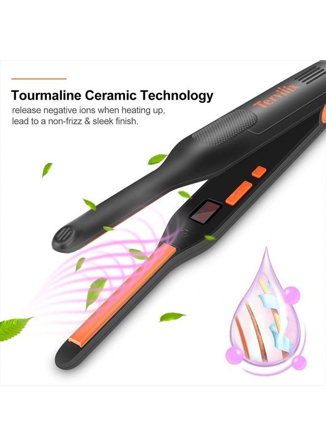 Terviiix Small Flat Iron for Short Hair, Temperature Adjustable Pencil Flat Iron Fast Heat Up, 3/10 Inch Beard Straightening Iron Dual Voltage with Tourmaline Ceramic Plates, Auto Shut Off  - Image 4