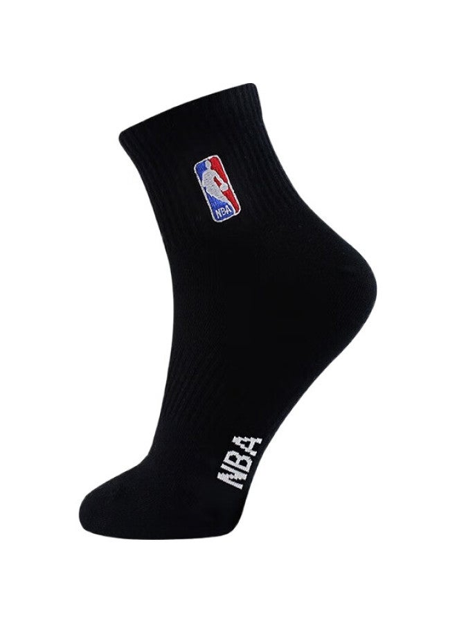 NBA جوارب رجالية، جوارب رياضية غير موسمية، جوارب قطنية بدون seams، جوارب قطنية ممشطة، جوارب تدريب مطرزة للجري وكرة السلة، 1 زوج - Image 2