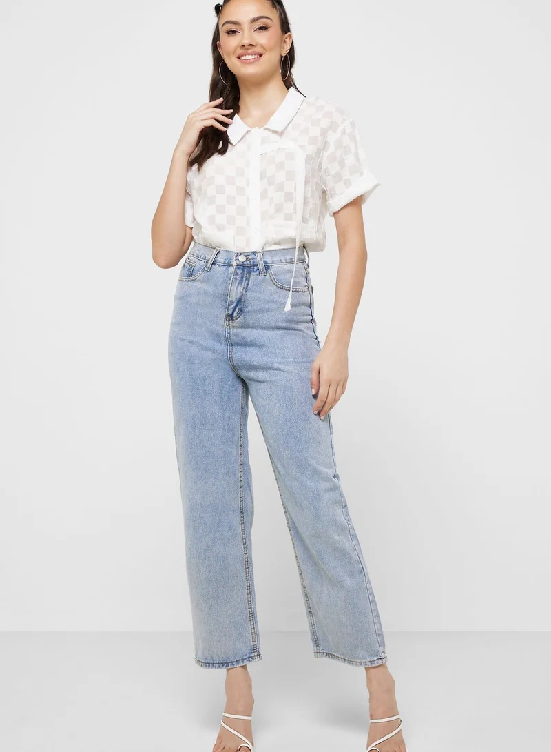 Ginger Bleached High Waist Straight Fit Jeans