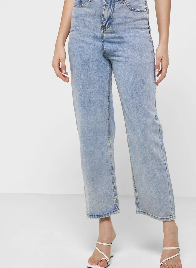 Ginger Bleached High Waist Straight Fit Jeans