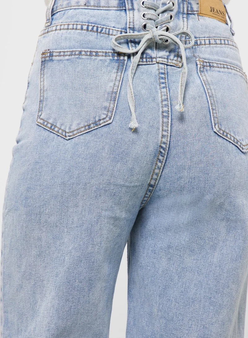 Ginger Bleached High Waist Straight Fit Jeans