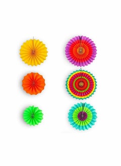 Y&D Paper Fan Flower, 6 Pieces/Set Set Hanging Wheel DIY Craft Wedding Birthday Party Decoration Flower (Color)  - Image 3