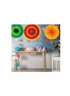 Y&D Paper Fan Flower, 6 Pieces/Set Set Hanging Wheel DIY Craft Wedding Birthday Party Decoration Flower (Color)  - Image 2