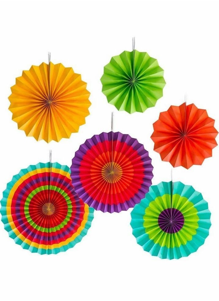 Y&D Paper Fan Flower, 6 Pieces/Set Set Hanging Wheel DIY Craft Wedding Birthday Party Decoration Flower (Color)  - Image 1