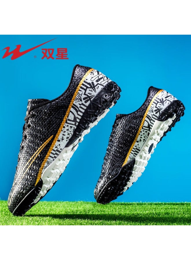 Shuangxing Men's Soccer Shoes, Tf Turf Cleats, Lightweight Breathable Non-slip Wear-resistant Football Boots, Professional Compeion Training Shoes, Black Turf Cleats, Size 40