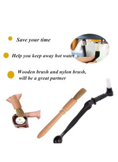 Oasisgalore 5 Pcs Coffee Brush Set Professional Espresso Brush Kit, Include Wooden Coffee Machine Cleaner and Nylon Espresso Brush  - Image 2