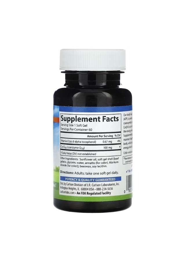 Carlson CoQ10 100 mg  60 Soft Gels - Image 2
