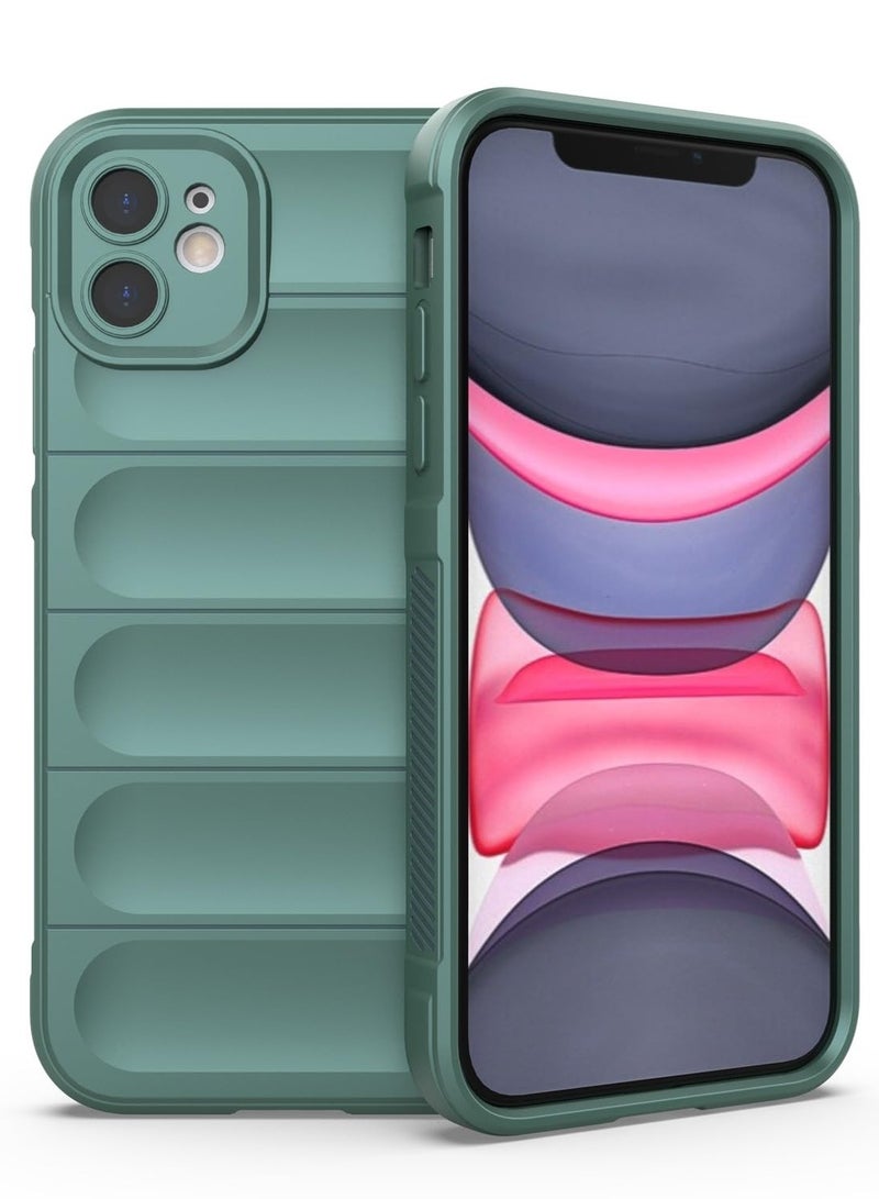 جراب موبايل ماجيك شيلد  سيليكون مضاد للصدمات وحمايه للكاميرا متوافق Iphone 11 (اخضر غامق)