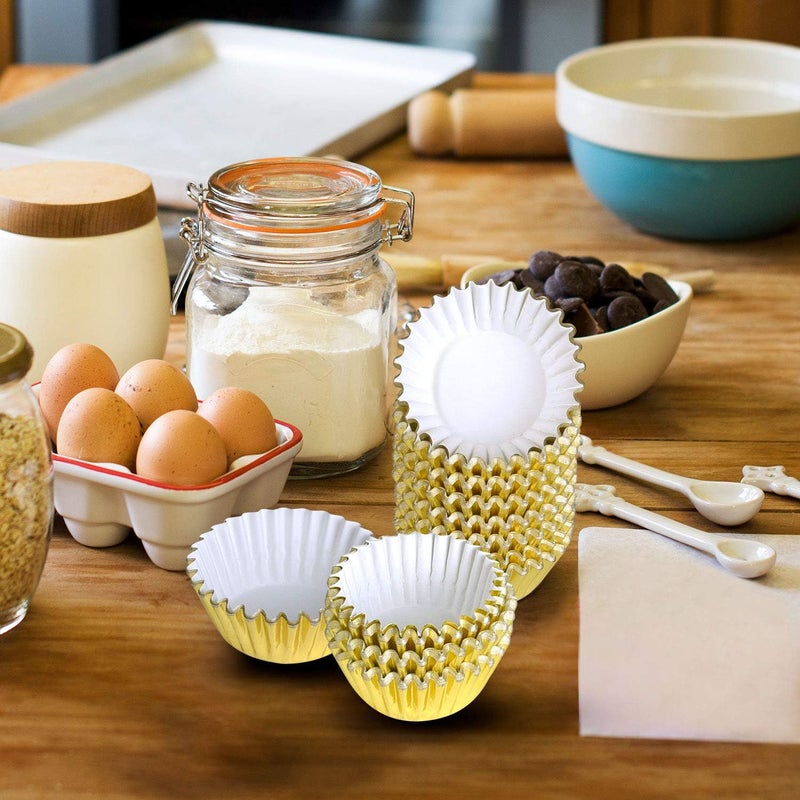 Tuparka 500 Pcs Gold Mini Metallic Foil Cupcake Liners Baking Muffin Paper Cups Cases, Bottom 3.2cm Dia - Image 4