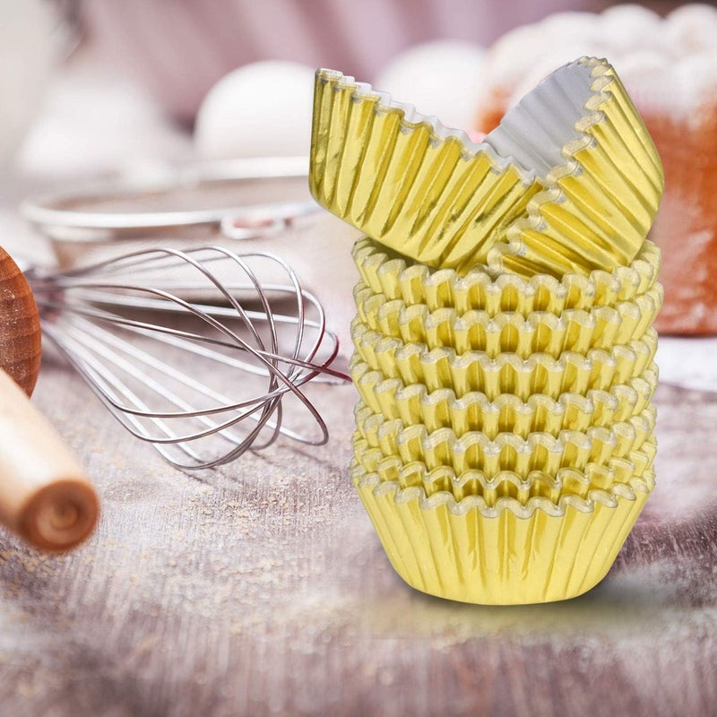 Tuparka 500 Pcs Gold Mini Metallic Foil Cupcake Liners Baking Muffin Paper Cups Cases, Bottom 3.2cm Dia - Image 5