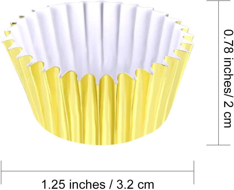 Tuparka 500 Pcs Gold Mini Metallic Foil Cupcake Liners Baking Muffin Paper Cups Cases, Bottom 3.2cm Dia - Image 2