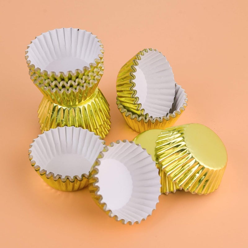 Tuparka 500 Pcs Gold Mini Metallic Foil Cupcake Liners Baking Muffin Paper Cups Cases, Bottom 3.2cm Dia - Image 3