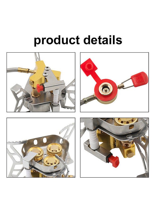 Generic - 3-Core Camping Stove 6800W High Power Gases Burner Windproof Backpacking Stove with Adjustable Valve - Image 1