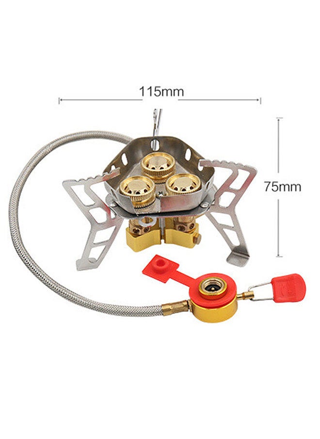 Generic - 3-Core Camping Stove 6800W High Power Gases Burner Windproof Backpacking Stove with Adjustable Valve - Image 1