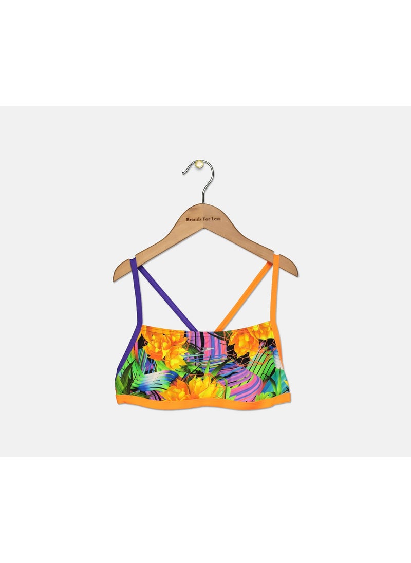 speedo Flipturns Funk Burst Two Piece Crossback Swimsuit, Orange Combo  - Image 3
