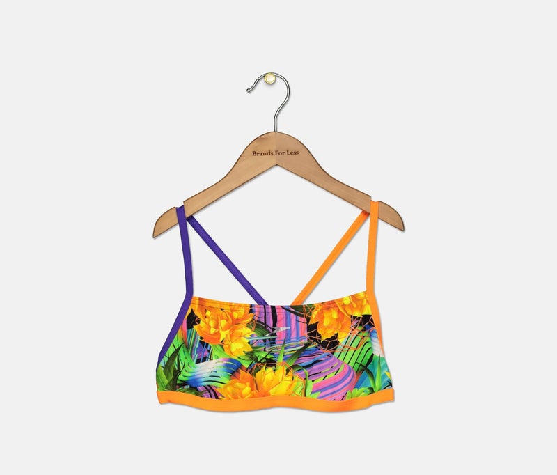 speedo Flipturns Funk Burst Two Piece Crossback Swimsuit, Orange Combo - Image 3