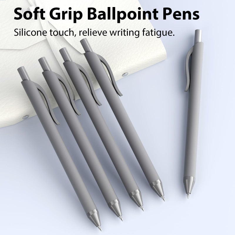 JIMMIDDA 52 Pcs Pens Bulk - 1.0MM Ballpoint Pens Black Ink | Medium Point Smooth Writing, No Bleed Retractable Ball Point Pen for Office School (Gray - 52Pcs) - Image 5
