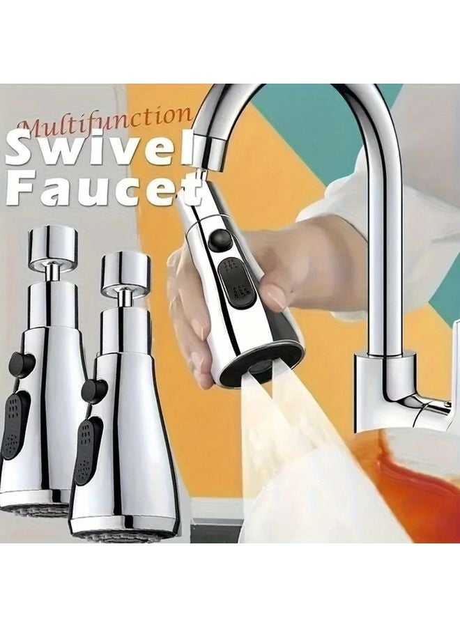 Black 3 Speed Swivel Faucet Extension with Rotating Foam Nozzles Splashproof Spray Head - Image 2