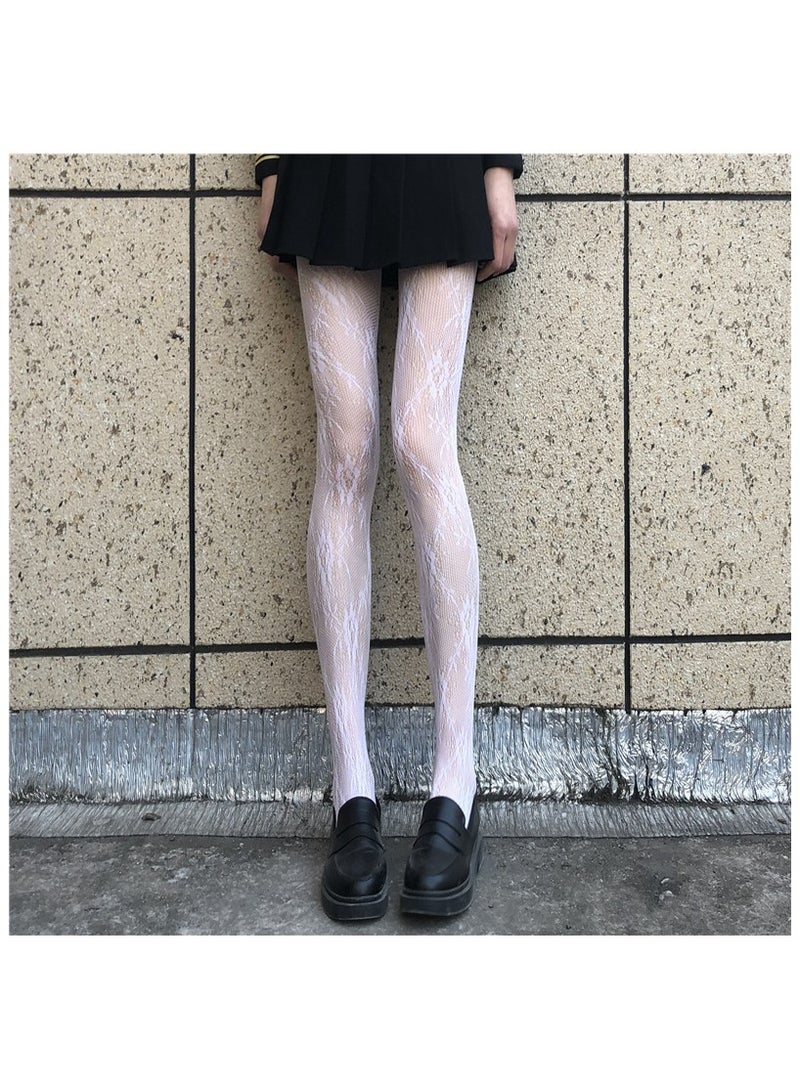 Fashionable Women's Fishing Net Socks 15D ultra-thin Solid Color Jacquard Pantyhose  - Image 1