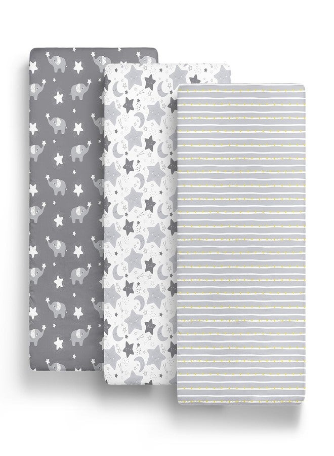 The Peanut Shell The Peanutshell Mini Crib Fitted Sheets Set, Playard, Pack Play Sheets, Playpen, Elephant Stars - Image 5