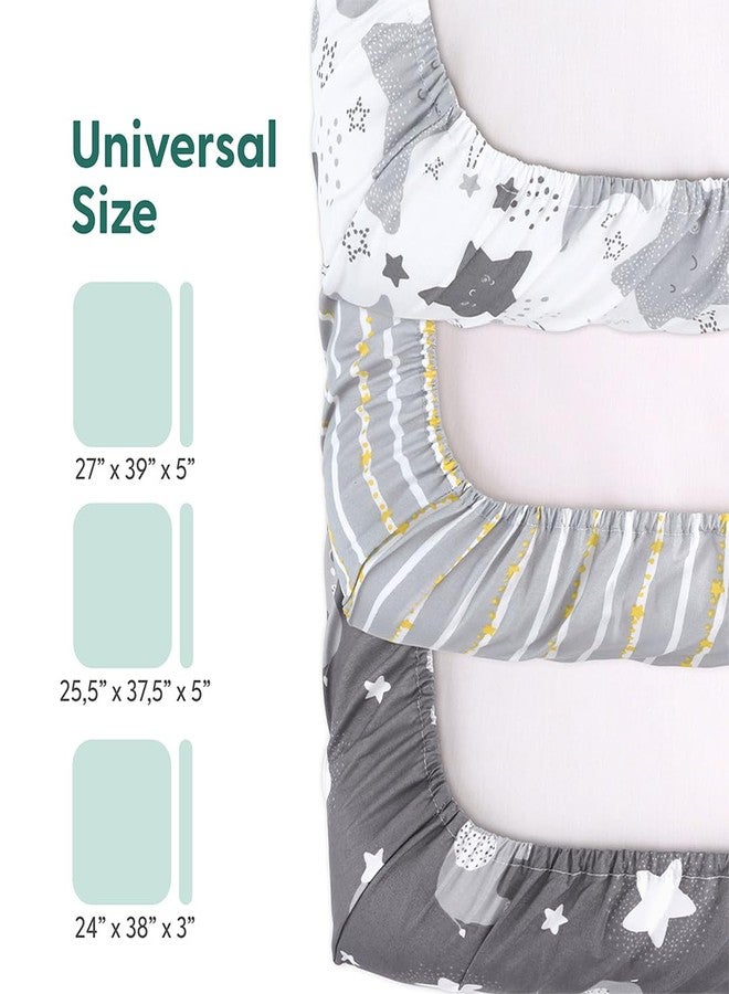 The Peanut Shell The Peanutshell Mini Crib Fitted Sheets Set, Playard, Pack Play Sheets, Playpen, Elephant Stars - Image 3