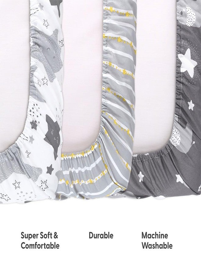 The Peanut Shell The Peanutshell Mini Crib Fitted Sheets Set, Playard, Pack Play Sheets, Playpen, Elephant Stars - Image 4