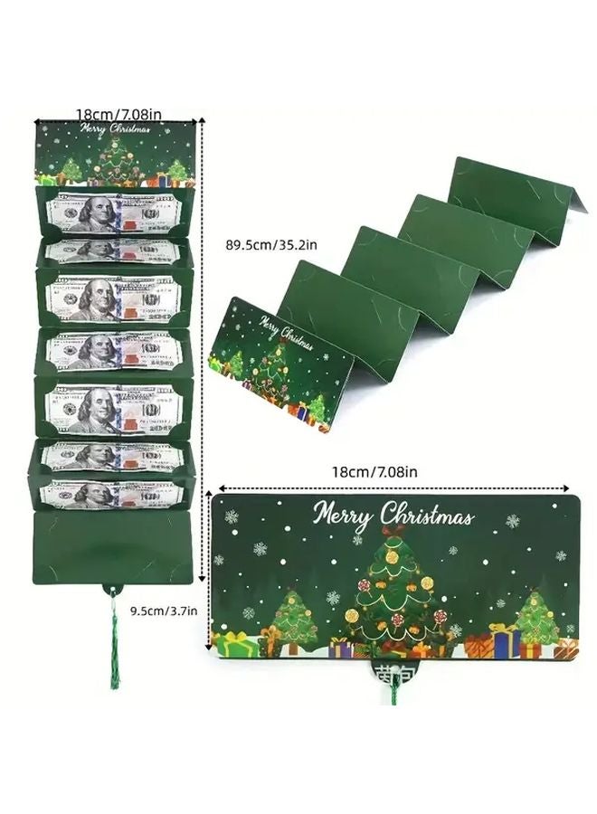 Blue Christmas Cash And Gift Card Holder With Santa Snowflake Tree Design - Image 4