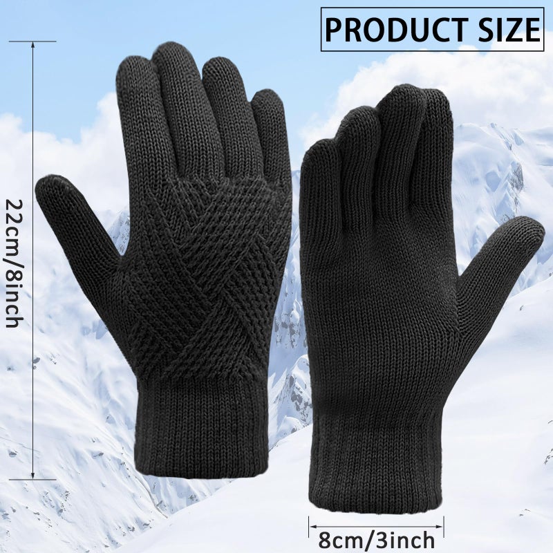 YUHAN PRETTY Winter Gloves for Women Touch Screen Ladies Thermal Fleece Warm knit Wool Snow Gloves for Cold Weather(Black) - Image 4