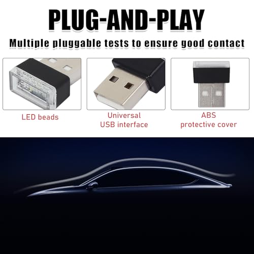 Sylvil 2 PCS USB LED Car Interior Atmosphere Lamp, Portable Mini LED Night Light, Plug-in USB Interface Trunk Ambient Lighting Kit, Universal Interior Car Accessories (Yellow) - Image 4