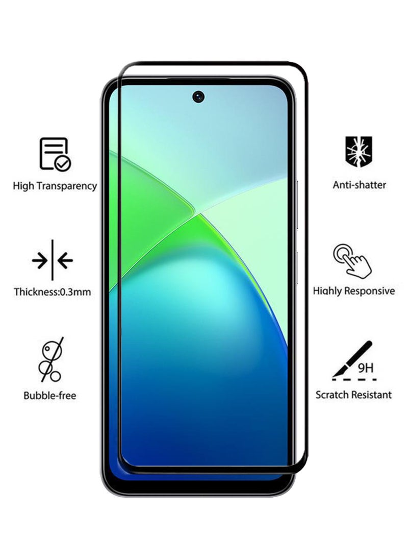 2 Pack Screen Protector for Infinix Smart 10 | Tempered Glass Available in Combo Pack Compatible with Infinix Smart 10 | Screen Protector Full HD Quality Tempered Glass Anti-Scratch Edge to Edge Coverage with Easy Installation Kit - Black  - Image 2