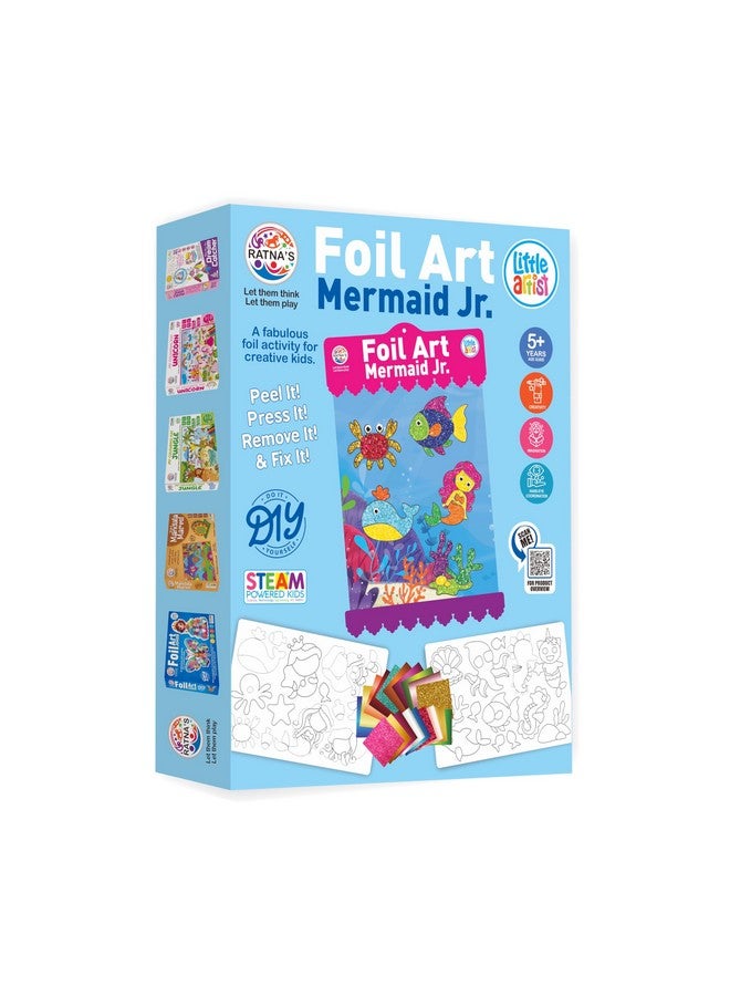 راتاناز مجموعة أدوات الحرف اليدوية الصغيرة من RATNA'S Foil Art Mermaid، مجموعة الفنون والحرف اليدوية التي تعمل بتقنية STEAM، مجموعة أنشطة إبداعية ممتعة بدون فوضى من الفويل للأطفال - Image 4