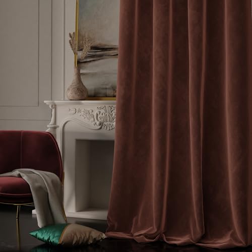 Stoa Paris Velvet Curtains for Door, Premium Dim-Out Curtain for Living Room, Bedroom, Home Decor, Parda with Easy Grommet Installation, Pack of 1, Date Night - Caramel Caress - Image 1