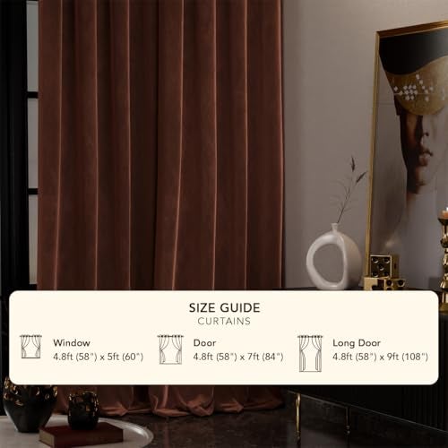 Stoa Paris Velvet Curtains for Door, Premium Dim-Out Curtain for Living Room, Bedroom, Home Decor, Parda with Easy Grommet Installation, Pack of 1, Date Night - Caramel Caress - Image 3