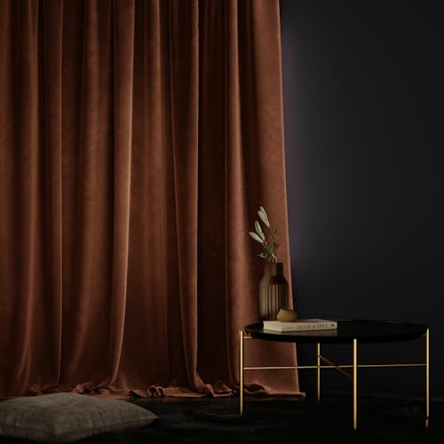 Stoa Paris Velvet Curtains for Door, Premium Dim-Out Curtain for Living Room, Bedroom, Home Decor, Parda with Easy Grommet Installation, Pack of 1, Date Night - Caramel Caress - Image 2
