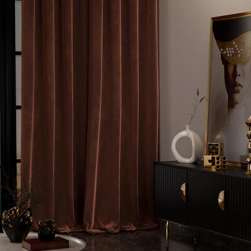 Stoa Paris Velvet Curtains for Door, Premium Dim-Out Curtain for Living Room, Bedroom, Home Decor, Parda with Easy Grommet Installation, Pack of 1, Date Night - Caramel Caress - Image 4
