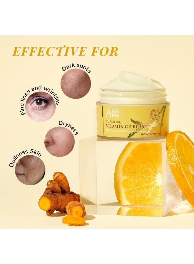 ANAI RUI Vitamin C Face Moisturizer, Turmeric Vitamin C Face Cream For Dark Spots,Uneven Skin Tone And Wrinkles，Anti-Aging Brightening Facial Cream For Dull And Dry Skin, 1.7 Oz - Image 4