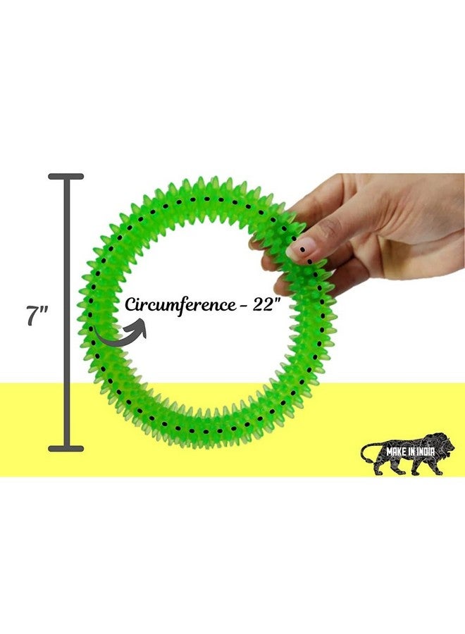 Non-Toxic Natural Rubber Spiked Ring Dog Chew Toy Ideal For Puppy/Dog Teething Medium Size - Multicolor (Pack Of 1) - Image 3