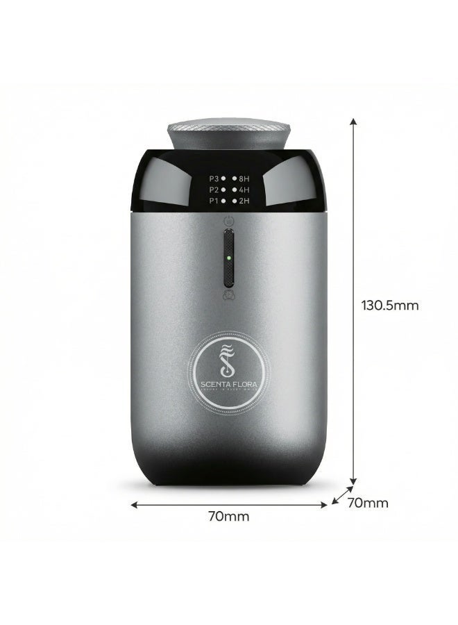 سينتا فلورا جهاز تعطير السيارة SCENTA FLORA Scent Drive Pro – تصميم مانع للتسرب لرائحة تدوم طويلاً، يغطي مساحة تصل إلى 30 متراً مربعاً، هيكل أنيق من الألومنيوم وحجم مدمج، تحكم عبر الأزرار، سعة الزيت 10 مل (اللون: فضي). - Image 5