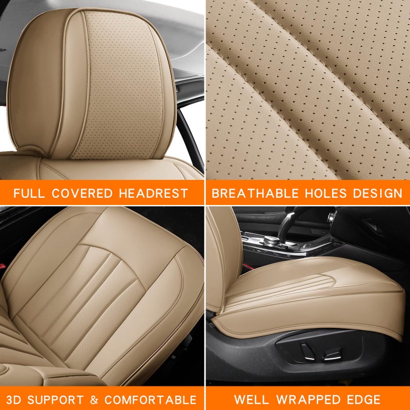 MINGBRON Car Seat Covers,Car Seat Protector Waterproof,Seat Covers Front, Car Seat Protectors,Automotive Seat Covers Fit for Most Cars Beige - Image 5