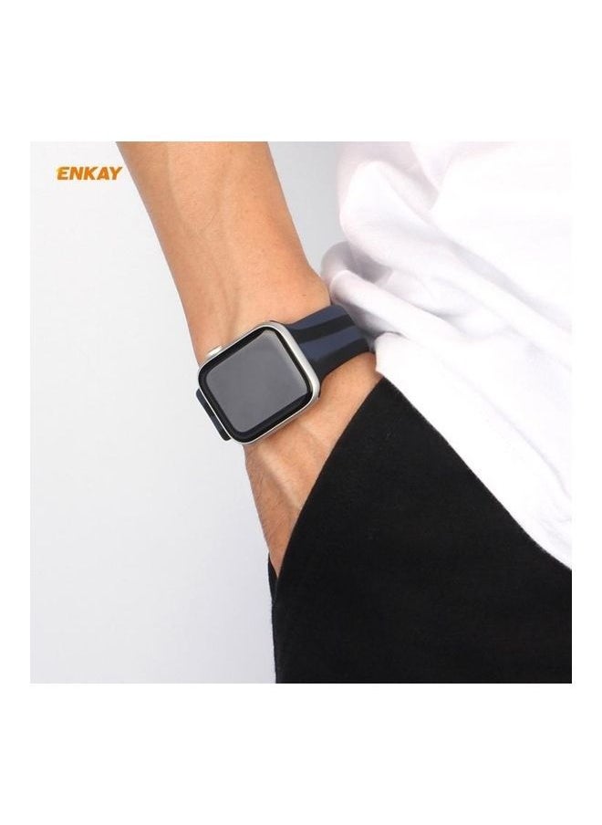Replacement Strap With Screen Protector For Apple Watch Series 6/SE/5/4 40mm Black/Grey