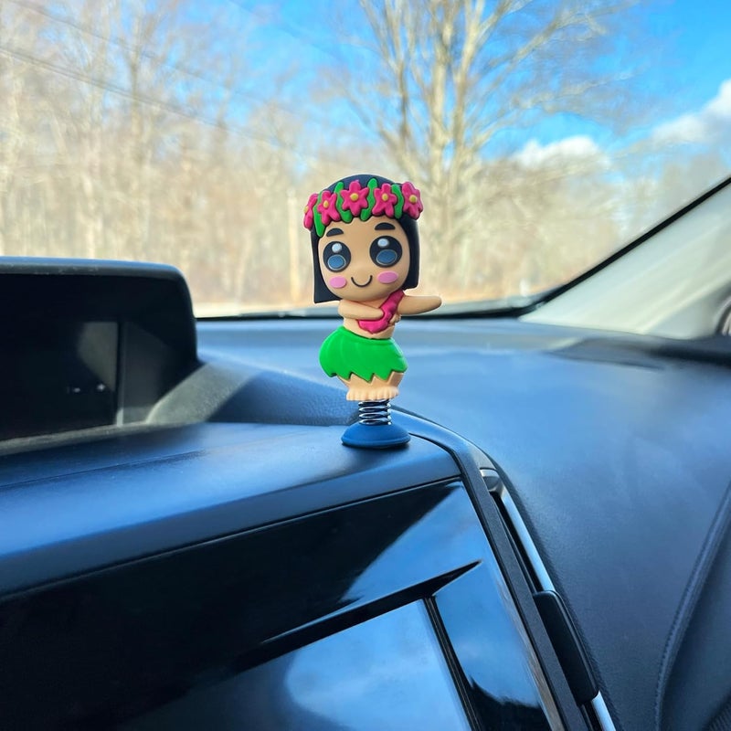 GOOFBALLS Hula Dancer Dashboard Dancer – Classic Hawaiian Bobblehead with Big Eyes & Grass Skirt – Fun Car Dashboard Toy – Soft Plastic with Sticky Pad – Quirky Gift for Drivers, Beach Lovers & Retro Car Fans - Image 5