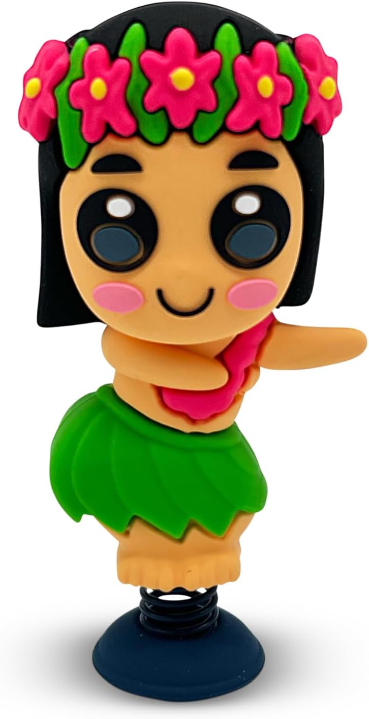 GOOFBALLS Hula Dancer Dashboard Dancer – Classic Hawaiian Bobblehead with Big Eyes & Grass Skirt – Fun Car Dashboard Toy – Soft Plastic with Sticky Pad – Quirky Gift for Drivers, Beach Lovers & Retro Car Fans - Image 1