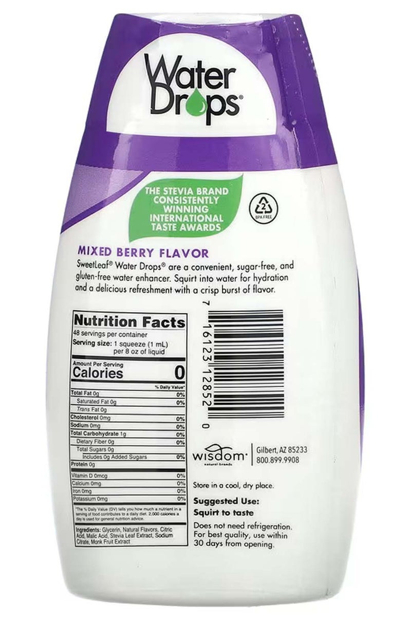سويت ليف قطرات الماء ، محسن ماء ستيفيا اللذيذ ، نكهة خليط التوت، 1.62 أونصة سائلة (48 مل) - Image 2
