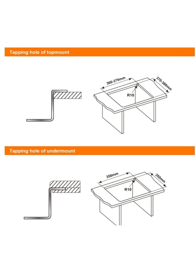 المفتاحة حوض مطبخ عصري من الجرانيت الأسود - حوض غسيل فردي مثبت أسفل الحوض مع حوض عميق، مقاوم للخدش والبقع، تصميم يقلل الضوضاء، مادة مركبة متينة للاستخدام المنزلي والتجاري - Image 5