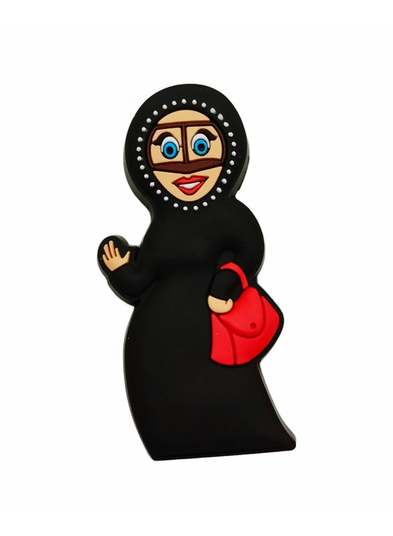 Elegant Lady with Red Handbag Fridge Magnet"  - Image 1