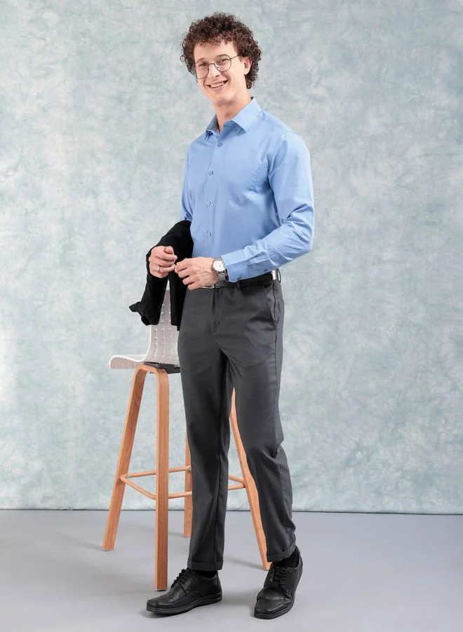 The Indian Garage Co  Men Slim Fit Solid Full Sleeves Cutaway Collar Formal Shirt for Men | Best Price UAE