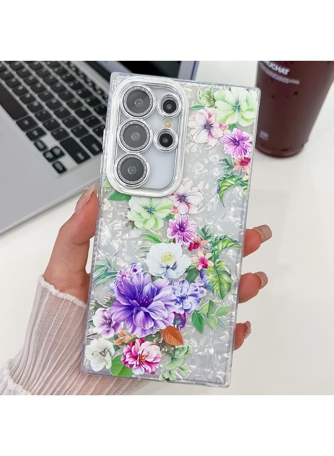 S-TOP Case For Samsung Galaxy S25 Ultra 5G Electroplating Flowers Plants Texture TPU Phone Case - Image 1