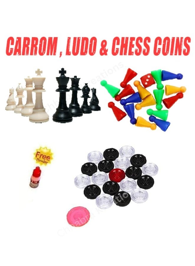 AOKO Ludo, Chess Goti with Dice, Acrylic Carrom Coin with Striker and Powder - Image 3