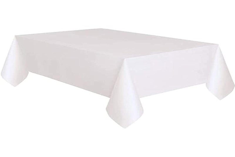 Unique Stunning White Solid Rectangular Paper-Poly Table Cover (54"x108") - Premium, Elegant & Easy-to-Clean Tablecloth - Perfect For Parties & Events - Pack Of 1 - Image 1